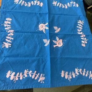 Blue and Pink Colorblock Floral and birds Kerchief, Bandana, Scarf  20 in square